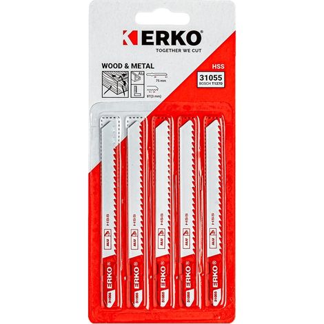 Lame de Scie Sauteuse 8 TPI - 100 mm lot de 5 Erko (1/3)