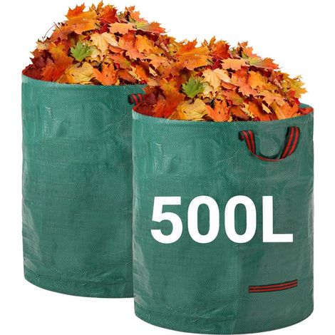 Heavy Duty Garden Waste Bags - 2 Pack Reusable 500L Garden Bags with Handles - Industrial Fabric for Leaves, Waste & Debris - Waterproof Garden Waste Bags (1/5)