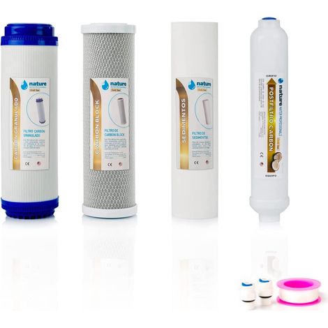 NATURE WATER PROFESSIONALS Confezione da 4 filtri universali per osmosi inversa domestica e membrana Vontron 75GPD - Filtri acqua per apparecchiature ad osmosi inversa a 5 stadi