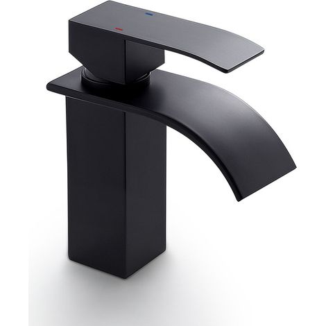 CECIPA Top Design Robinet de Lavabo Cascade Mitigeur en Laiton pour Salle de Bain Couleur Noir (1/5)
