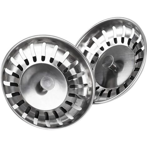 Sollbry Set mit 2 Spülbeckenstopfen aus Edelstahl, universeller 78-mm-Spülbeckenfilter, blockierender Spülbecken-Abflussstopfen aus Edelstahl, für Küche und Badezimmer (1/5)