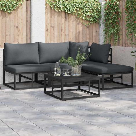 vidaXL Garden Sofa Set with Cushion 4 pcs Black Aluminium (1/5)