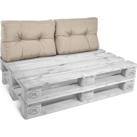 2X Rückenkissen Palettenkissen Outdoor Eco Style, 60x40cm, Beige