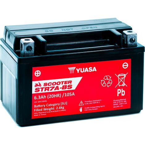 Batterie scooter YUASA STR7A-BS YTX7A-BS 12V 6AH 105A