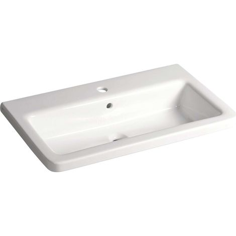 Sapho City - Lavabo 80x45 cm, con troppopieno, foro per miscelatore, bianco KE080 (1/4)