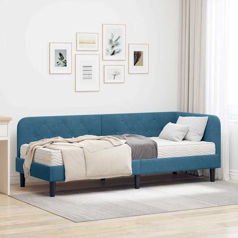Eckbettgestell Blau 80 x 200 cm Samt