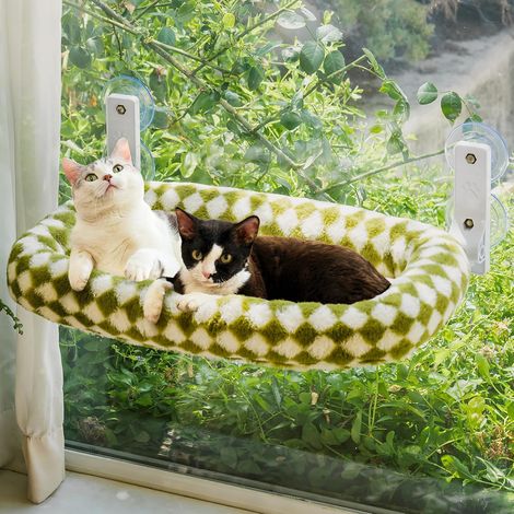 1 Hamac Pour Chat Fenêtre Pliable, Structure En Acier Robuste Jusqu'à 18 Kg, Coussin Amovible Confortable, Idéal Salon (1/5)