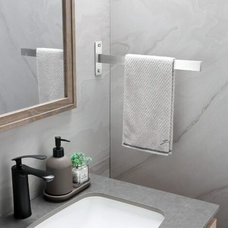Porte Serviette Salle de Bain Double Porte-Serviettes Murale Brossé en Acier Inoxydable Argent pour Salle de Bain, Cuisine (1/5)