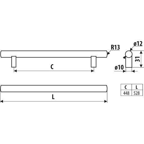 Rail RE10, nickel brossé, 448 mm