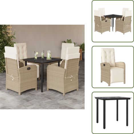 Cojines para sillas - vidaXL Set comedor de jardín 5 pzas con cojines ratán sintético beige - Muebles de exterior
