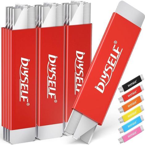 Mini-Cutter Set 12 pièces avec lame rétractable, cutter carton, ouvre-colis, manche en aluminium