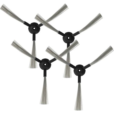 vhbw 4x spazzola laterale compatibile con Klarstein robot aspirapolvere, Cleantouch robot aspirapolvere - Set spazzole, grigio / nero (1/4)