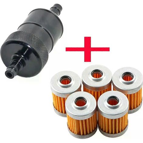 Lot de 5 filtres à carburant réutilisables et lavables + filtre à essence en alliage CNC pour motos tout-terrain, quads, buggies et scooters Suzuki. (1/5)