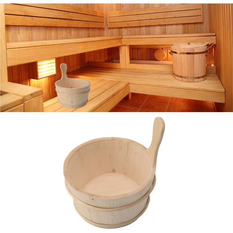 Cubo de madera para sauna con cucharón (4 l) – Accesorio para sauna, spa, bañera o ducha de hidromasaje.