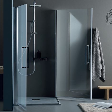 Box Doccia Angolare 70x90 cm TEPB42 - con Doppia Porta Battente Reversibile in Cristallo (1/5)