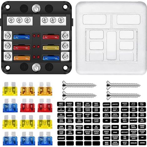 Fuse Box, Fuse Blocks Blade Fuse Holder Car Box with LED Indicator with Bus Negative for 12V/24V Car Automobile Boat Marine Truck SUV (1/5)