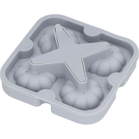 Moule à glaçons en forme de citrouille 3D, silicone alimentaire 4 cavités, facile à démouler, pour whisky, café, thé, cocktail, gris