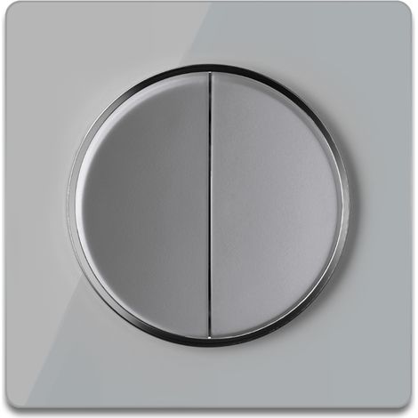 Serienschalter 2fach grau mit Glas-Abdeckrahmen grau (1/4)