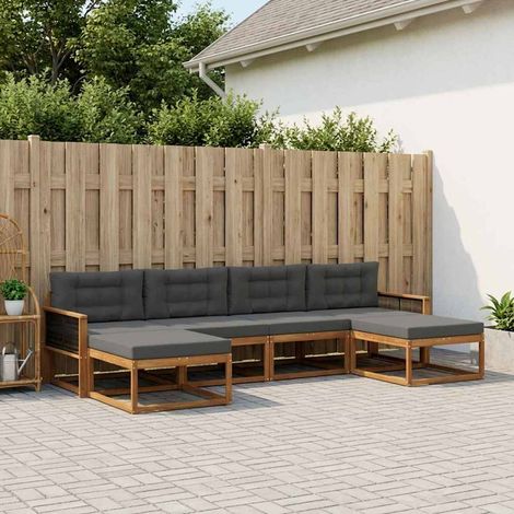 vidaXL Conjunto de sofás de exterior 6 uds. Natural y Antracita (1/5)