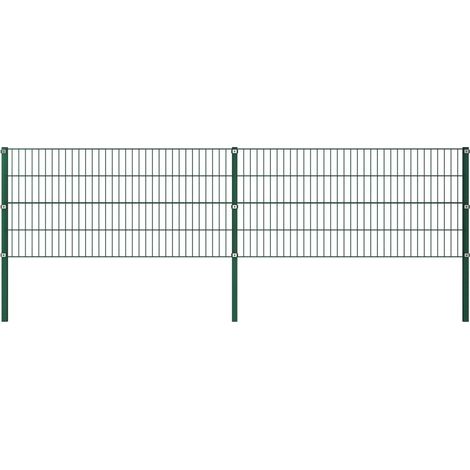 Panneau de clôture avec poteaux Fer 3,4 x 0,8 m Vert (1/5)