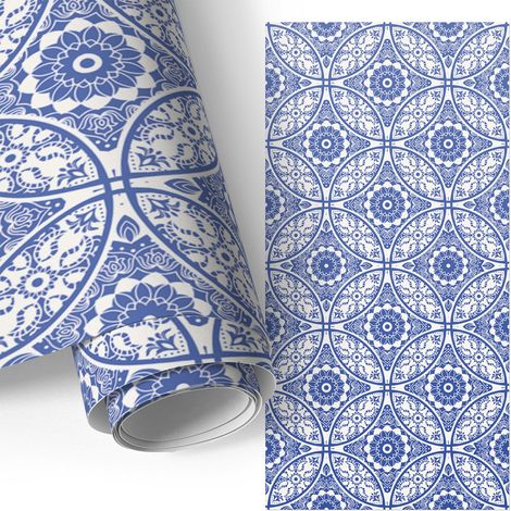 Klebefolie für Möbel - Möbelfolie - Selbstklebefolie - Küche folieren - Dekorfolie - Einfach zu reinigen - Ornamentale Fliesen 75x150 cm