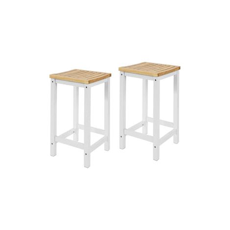 2 x Taburetes de Bar Cuadrado Silla Cocina Madera de Caucho y Pino Blanco FST29-WNx2 SoBuy ES (1/5)