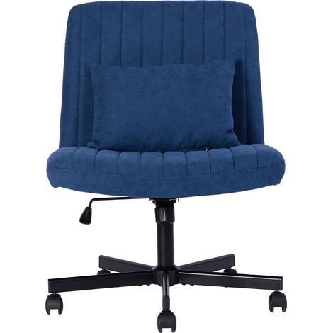 Silla de oficina ergonómica azul de tela con ruedas silenciosas y altura ajustable (1/5)
