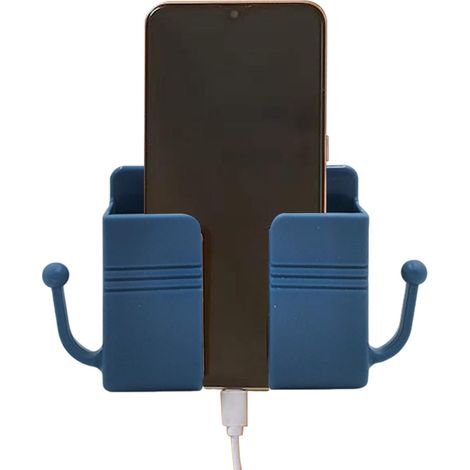 Soporte de pared azul para teléfono móvil, soporte adhesivo para smartphone, funda para mando a distancia (1/5)