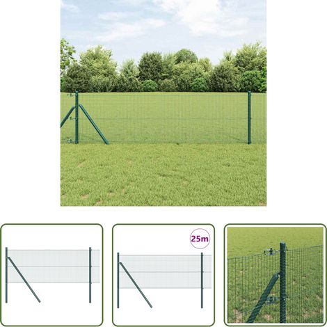 Poteau de clôture - Poteau de clôture. Vert 25 x 0,8 m (treillis 16 x 16 mm) (1/5)