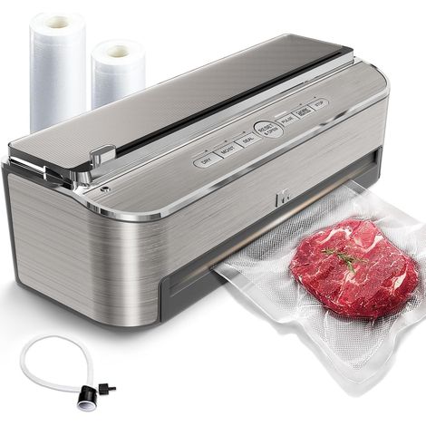 85 kPa 120 W Machine Sous Vide Alimentaire Système d'étanchéité Cutter Intégré Rangement Sacs Mode Humide Tuyau d'aspiration Acier inoxydable (1/5)