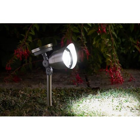 Spot solaire à piquer Mega 10 lumens - Acier inoxydable - 33x17.5CM