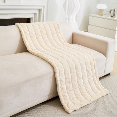 Faux Fur Velvet Cushion Cover with Shell Edge, Universal Solid Color Corner Sofa Cover with Non-Slip Backing for Living Room (Beige-Wood, 70×150cm) (1/5)