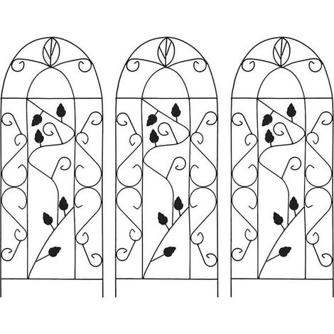 Ensemble de trois supports noirs pour plantes grimpantes, 40x100 cm, en fer. (1/5)