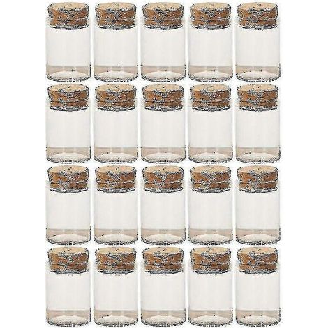 Lot de 20 bouteilles en verre transparent avec bouchon en liège pour le rangement du thé, mini bouteilles vides pour le conditionnement du thé, idéales pour les fêtes à la maison. (1/5)