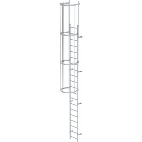 Günzburger Steigtechnik Escabeau à une marche avec protection dorsale (construction) aluminium anodisé 6,80 m - 500105 (1/4)