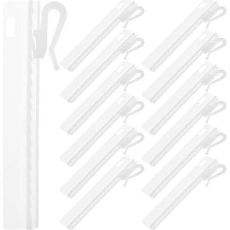 Set mit 25 verstellbaren Gardinenstangenhaken aus Kunststoff mit Klebeclips. – 9,5 x 2,5 x 1 cm – Weiß (1/3)
