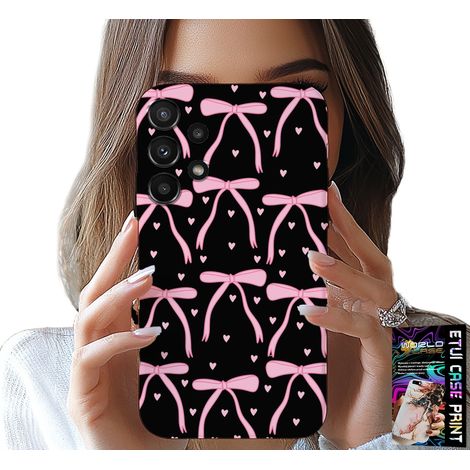 Custodia per Samsung Galaxy A13 4G - fiocchi neri e rosa (1/5)