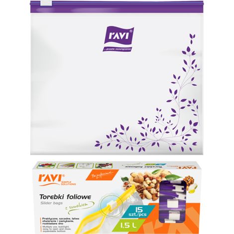 Sacchetti di plastica con chiusura a zip in LDPE da 1,5 l, 15 pezzi, per alimenti, medicinali e cosmetici.