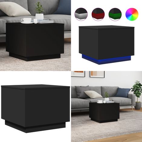 Couchtisch mit LED-Leuchten Schwarz 50x50x40 cm - Couchtisch - Wohnzimmerstil - Moderner Couchtisch - LED-Licht - Holzwerkstoff - Home & Living (1/5)