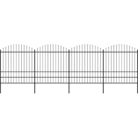 Clôture de jardin avec pointe de lance, acier, 714,5 x 200 cm, noire
