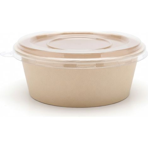Bol en papier kraft jetable 680 ml, 7 pouces, couvercle transparent