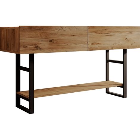 Recibidor Mueble de Entrada Mesa de Entrada Consola Color Pino atlantico Estructura de metal Negra Mate 139x76x43cm Modelo Factory R1 (1/5)