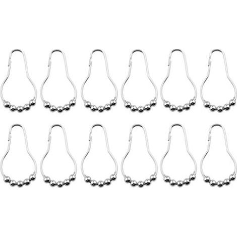 12 NICKEL SATINÉ POLI 5 ANNEAUX DE RIDEAU DE DOUCHE ROLLERBALL CROCHETS DE RIDEAU ARGENT CONEX PG4243G0541600