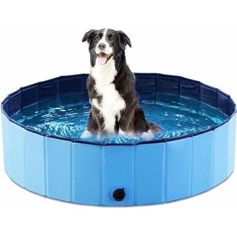 Piscine Pliable pour Chien,80×20CM Piscine pour Grands et Petits Chiens,Piscine Pliable en PVC Bassin pour Chiens,Baignoire pour Chien pour Intérieur(Bleu) (1/5)
