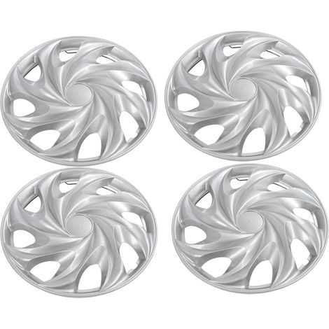 Capuchon de moyeu de roue universel de 14 pouces, 4 pièces, couvercle de jante argenté pour voitures, camions et fourgonnettes (1/5)