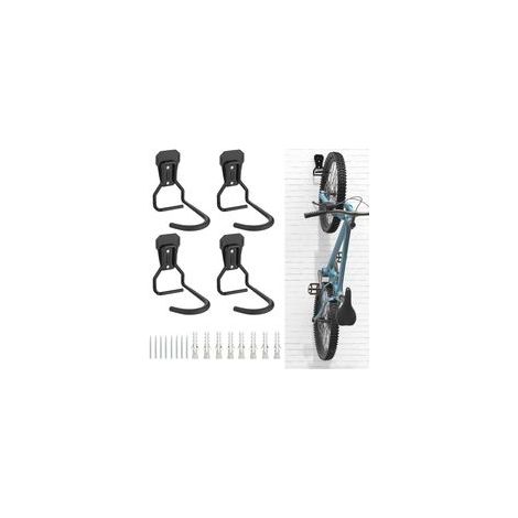 4 Crochets Vélo, Supports de Cintre de Vélo en Fer, Support Mural de Rangement pour Vélos Robuste en Forme de L, Support Vertical de Vélo Pratique pour Maison Garage, Noir