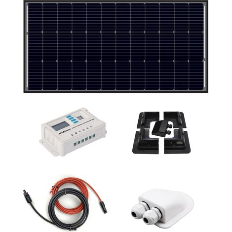 Alcapower Kit Fotovoltaico 110W Monocristallino per Camper, Barche e Caravan con Regolatore PWM 10A LCD