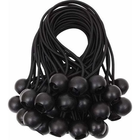 Tendeur de bâche Tendeurs à boule tendeur élastique tendeur en caoutchouc pour bannière, bâche, pavillon, tente, rideaux Harnais d’extension, support de bâche Blanc, 15cm (Noir, 40pcs) (1/5)