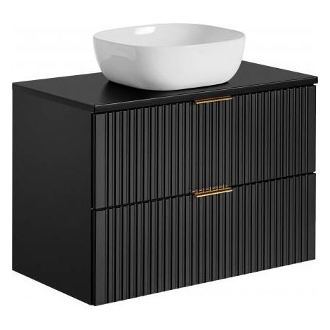 Ensemble meuble vasque à poser 80 cm en bois - Georgia Black - Livraison gratuite (1/5)