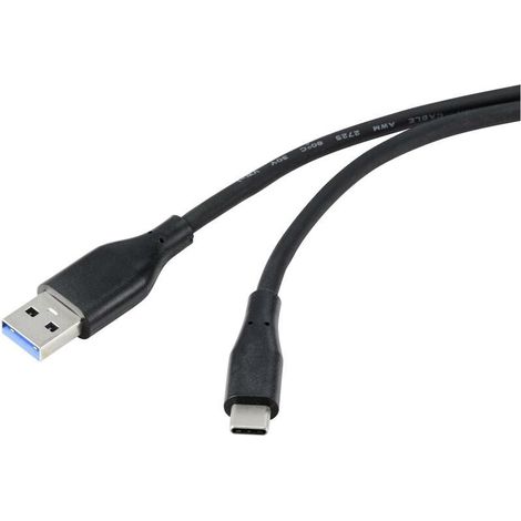 Câble USB USB 3.2 Gen1 (USB 3.0) USB-A mâle, USB-C® mâle 0.50 m noir gaine en PVC, très flexible RF-4995170 W043632 (1/4)